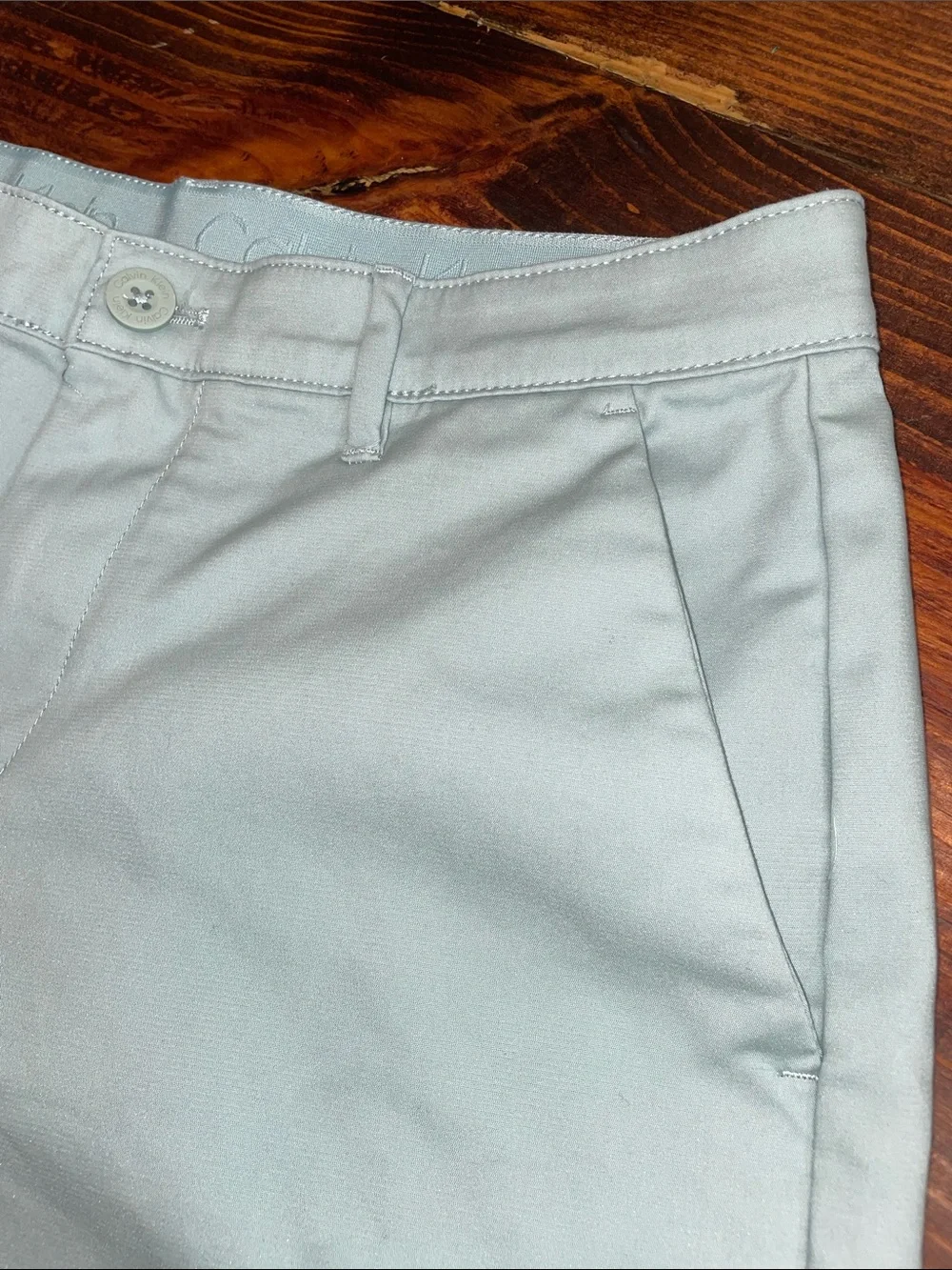 Calvin Klein Light Green Flat-Front Chino Shorts